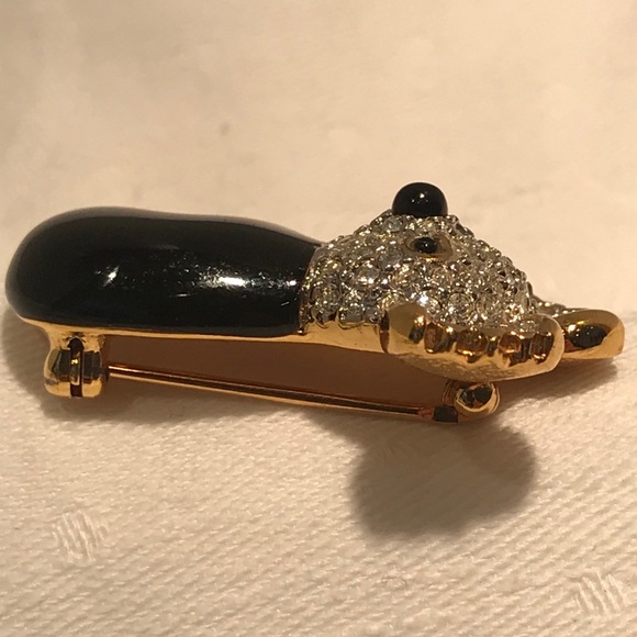 D'ORLAN KOALA BLACK ENAMEL AND CRYSTAL BROOCH - Picture 8 of 12